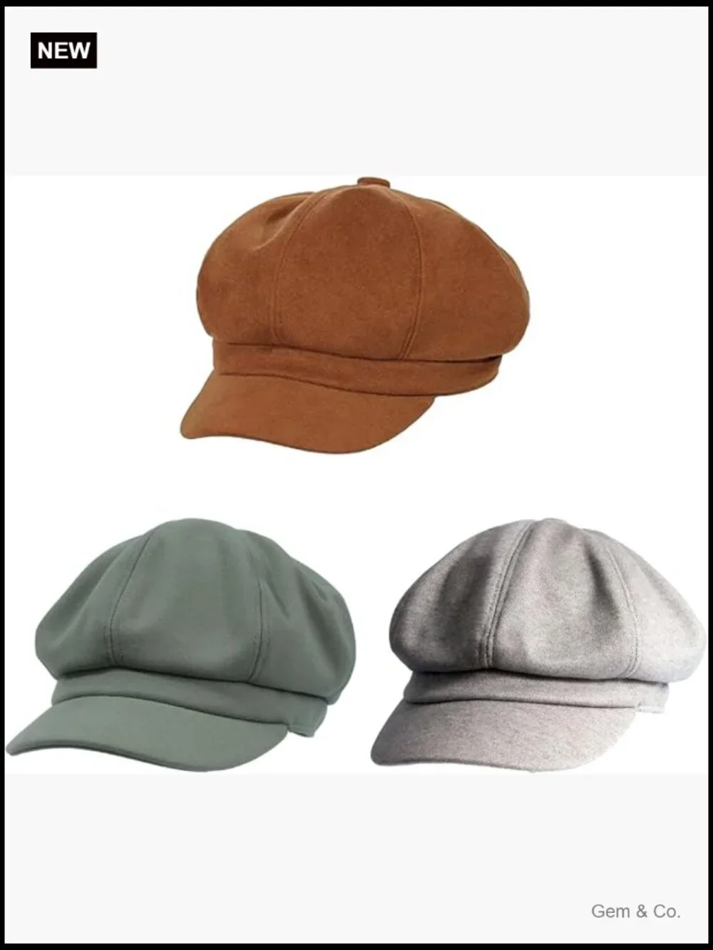 Vintage 8 Panel Newsboy Cap Cabbie Hat Adjustable